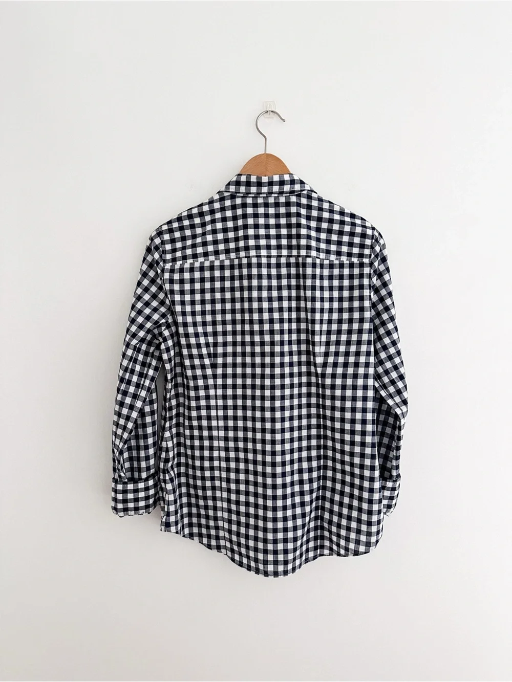 J.Crew Navy White Gingham Button Down Shirt Classic Fitted Cotton Check Size M